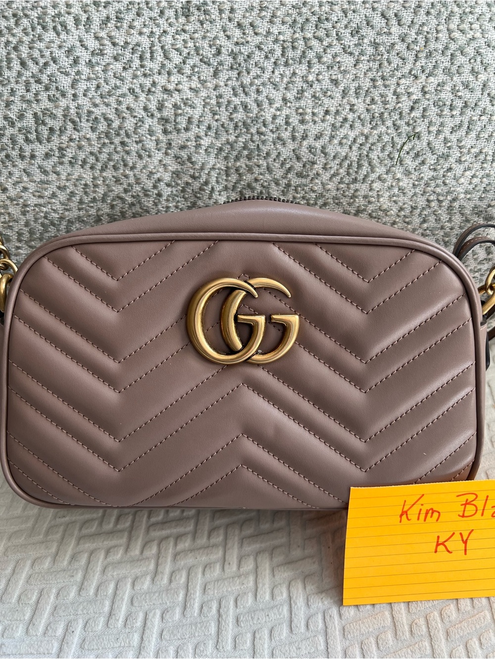 Gucci Matelassé Crossbody Bag in Taupe with Gold GG